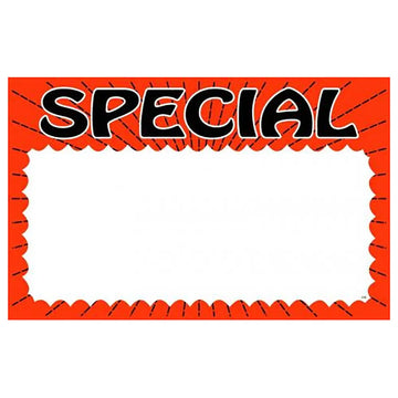 Special Red Print Sign Card Glossy 7" x 11"