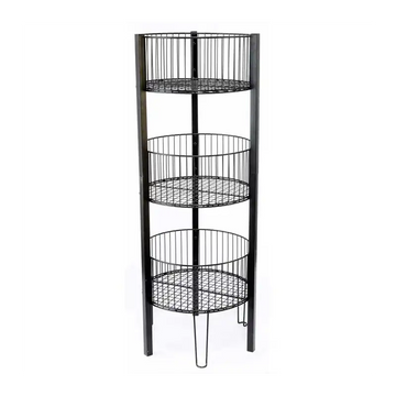 Black Round Wire Basket Assembled 3 Tier