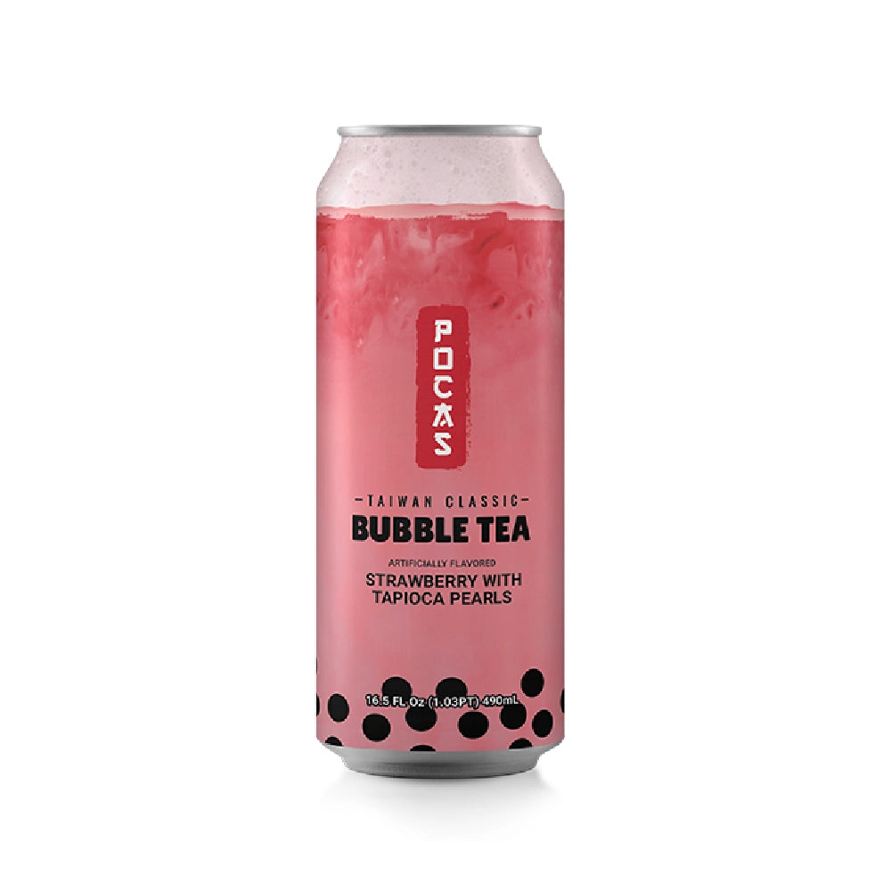 Pocas Bubble Tea Strawberry with Tapioca Pearls 16.5 oz