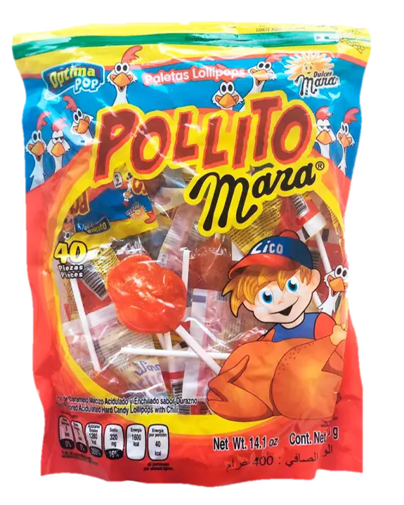 Mara Pollito with Chile Lollipops 40 ct