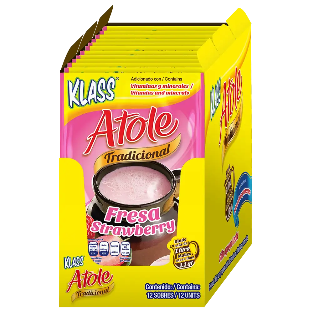 Klass Atole Strawberry / Fresa (4x12ct) 1.52 oz