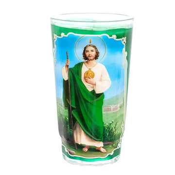 San Judas Tadeo Green Candle lrg cup