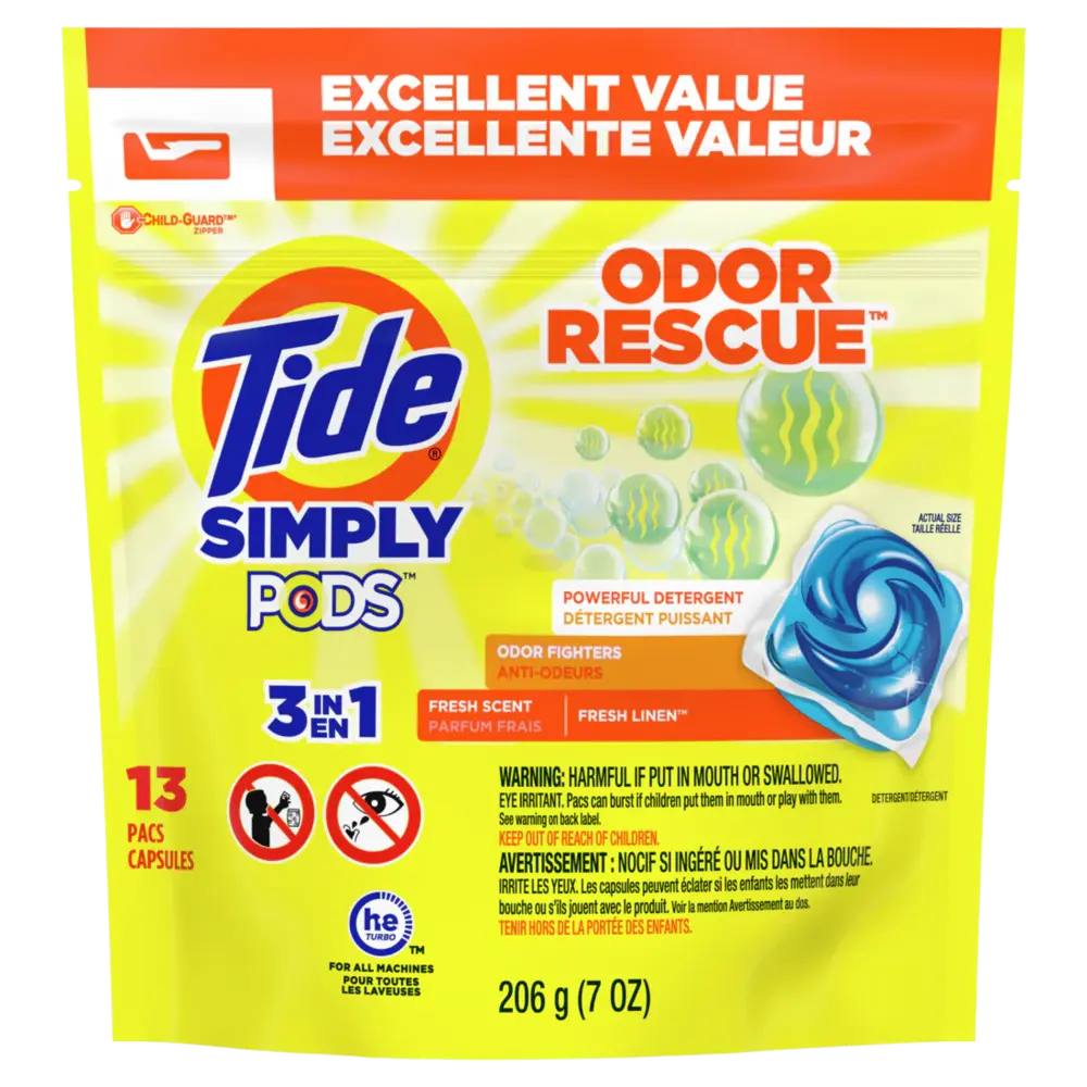 Tide Simply Pods Odor  3in1 Rescue Liquid Laundry Detergent 13 ct