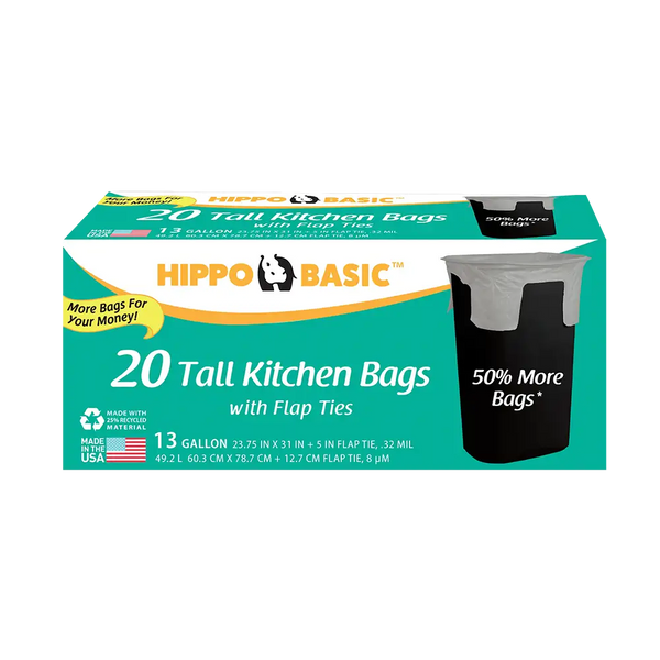 Hippo Sak 13 Gallon Trash Bag with Flaps Case 21 Units Mexmax