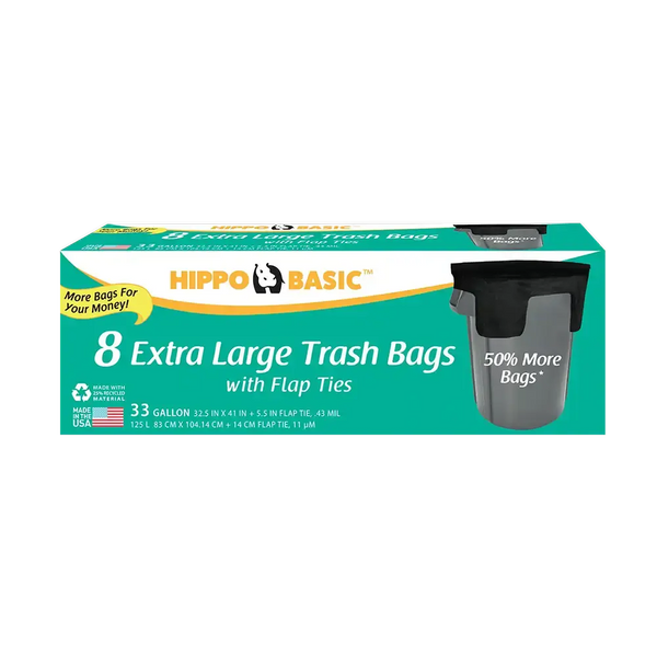 Hippo Sak 33 Gallon Trash bag with Flaps Case 21 Units Mexmax