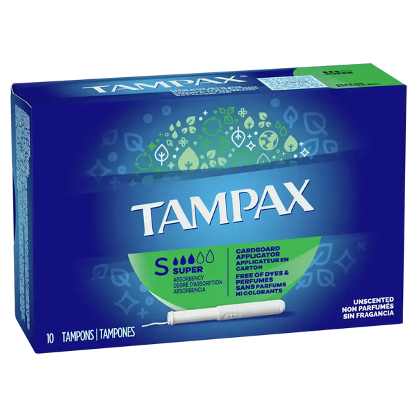 Tampax Carboard Tampons Super Absorbency 10 ct Case 12 Units