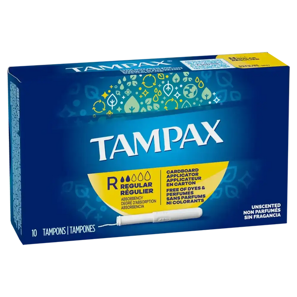 Tampax Carboard Tampons Regular Absorbency 10 ct Case 12 Units