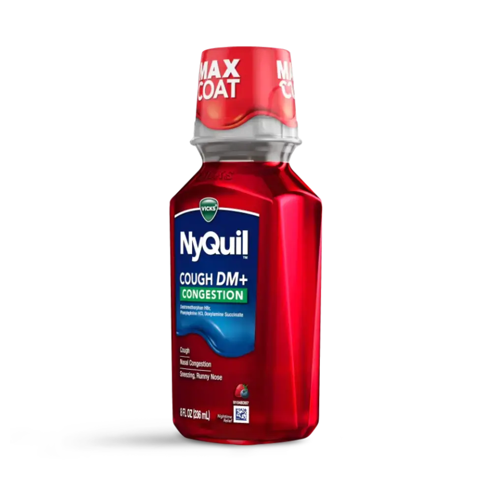 Vicks Nyquil Cough DM+ Congestion Liquid Berry 8 oz