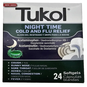 Tukol Softgel Caps Nightime Cold and Flu 24ct