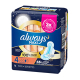 Always Maxi Overnight W/Wings 16 ct