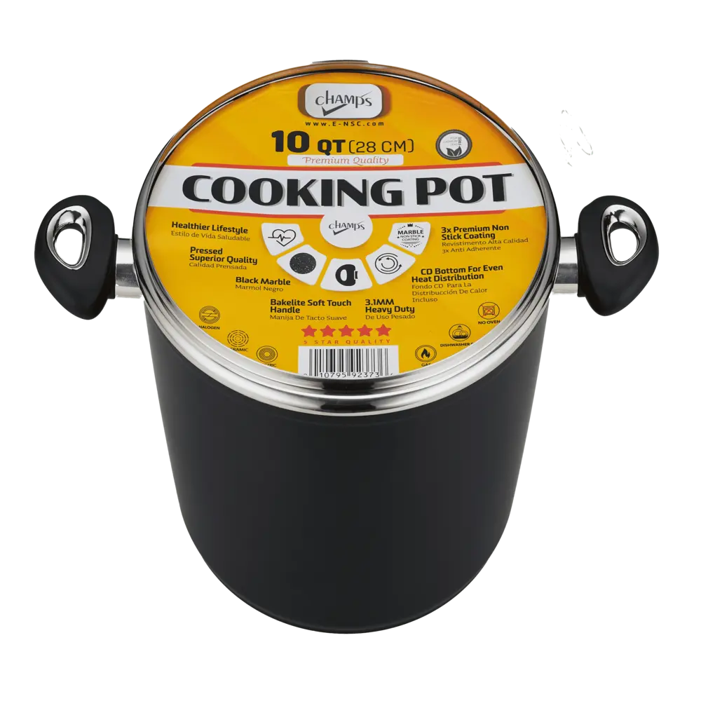 Champs Black Pot NS Speckled Inside w/ Glass Lid 3.1mm 14 qrt