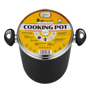 Champs Black Pot NS Speckled Inside w/ Glass Lid 3.1mm 8 qrt
