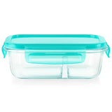 Glass Container Square Blue 2.3 cup