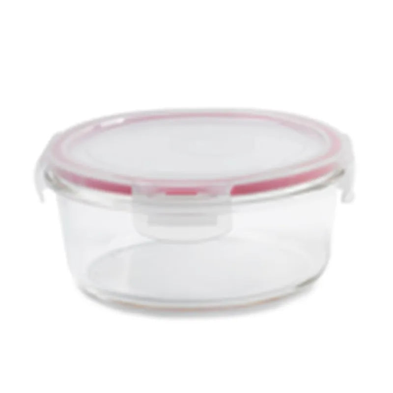 Glass Container Round Red 1.6 cup