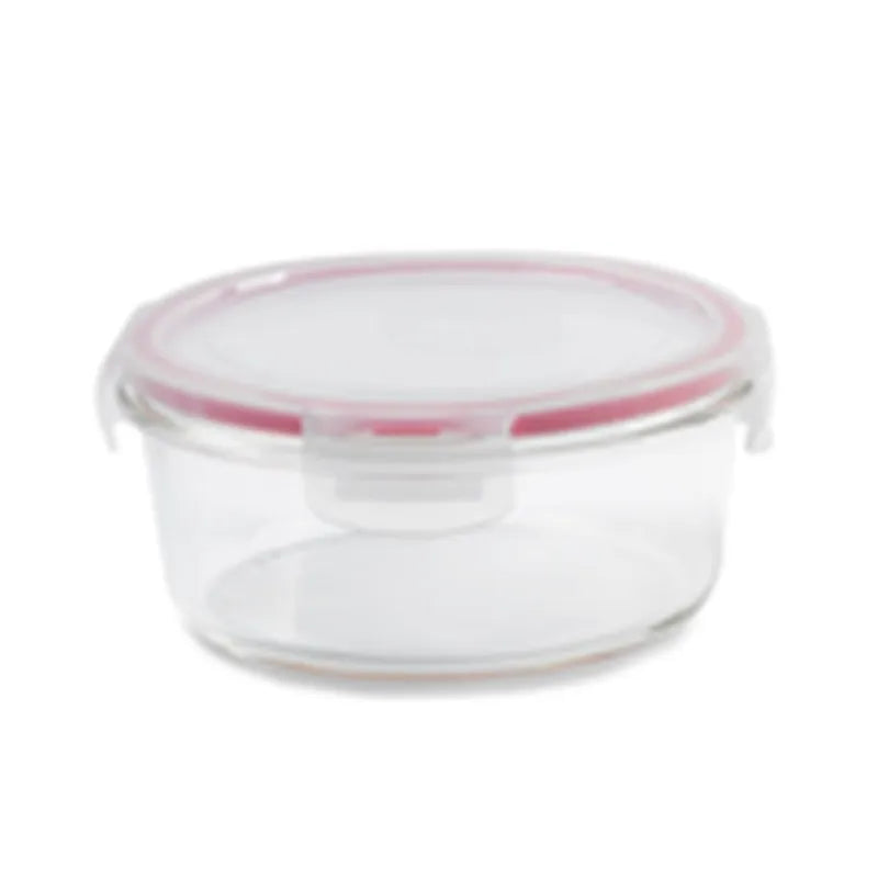 Glass Container Round Red 2.7 cup