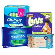 Diapers, Wipes, and Femanine Products