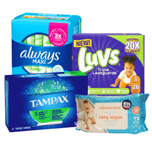 Diapers, Wipes, and Feminine Products