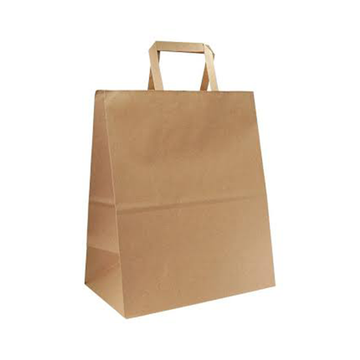 Brown Grocery Paper Bag Bundle w/ Flat Handle Inside and Up (USA) - 12" x 7" x 14"
