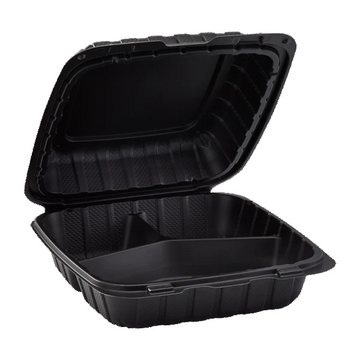 Mineral Container Three Compartment Black  8"x 8" x 3"