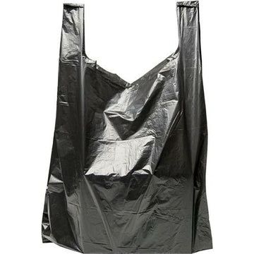 T-Shirt Bag Black Heavy Duty (17 mic) 400 ct 12" x 7" x 22"