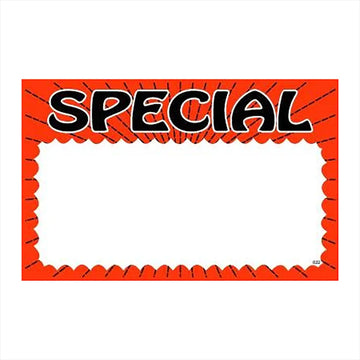 Special Red Print Sign Card Glossy +Tax 3.5" x 5.5"