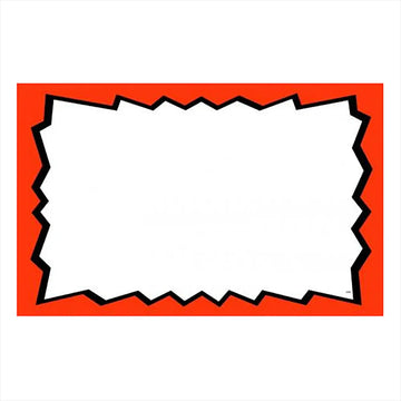 Blank with Burst Red Print Sign Card Glossy +Tax 5.5" x 7"