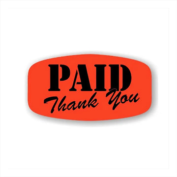 Paid & Thank You Sticker Red 1,000 ct +Tax 1.25" x 0.62"