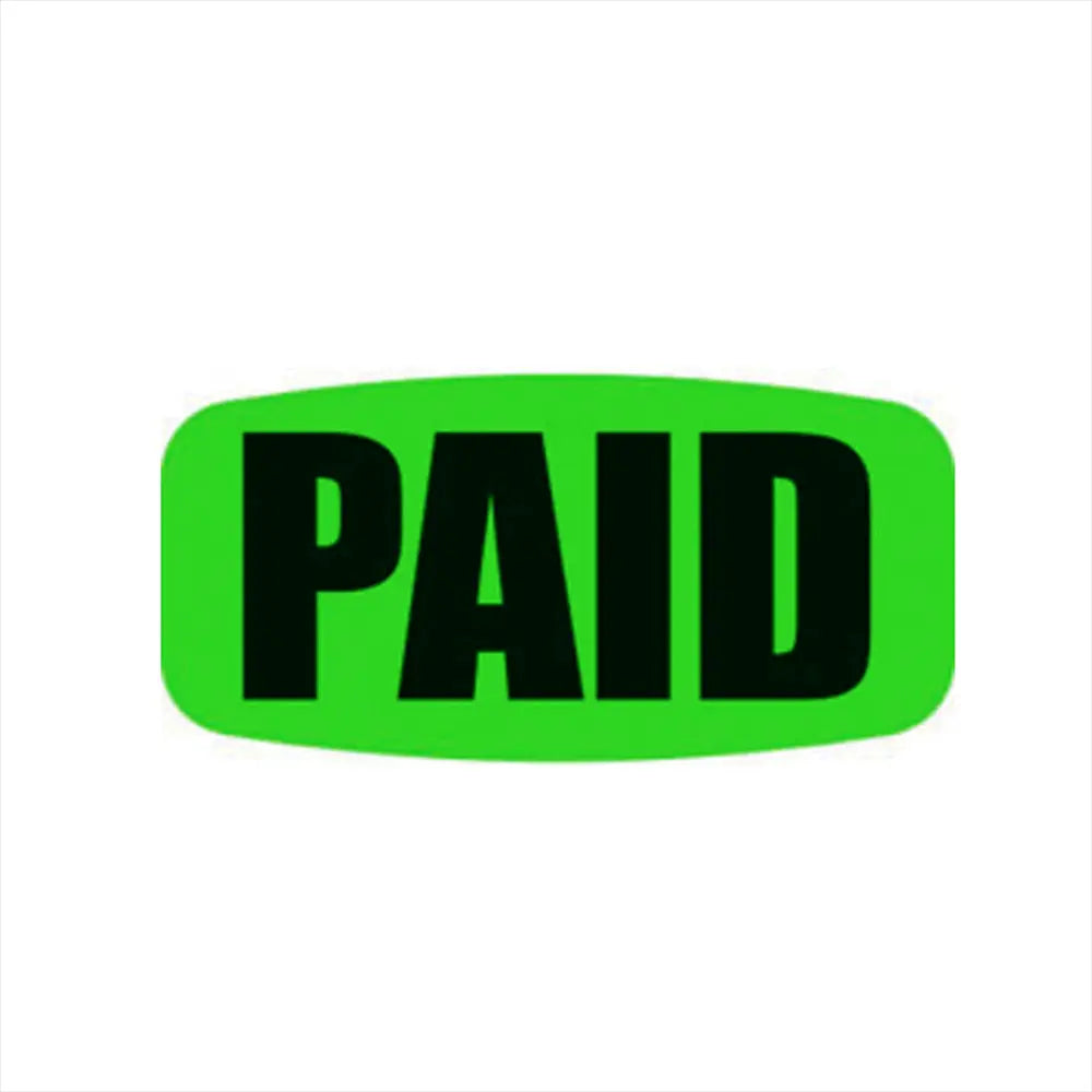 Green Paid Oval Sticker 1,000 ct +Tax- Wholesale supply at Mexmax INC for your business needs.