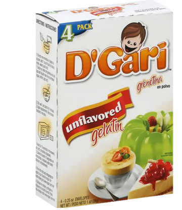 D'Gari Gelatin Unflavored (Grenetina) 4 pk