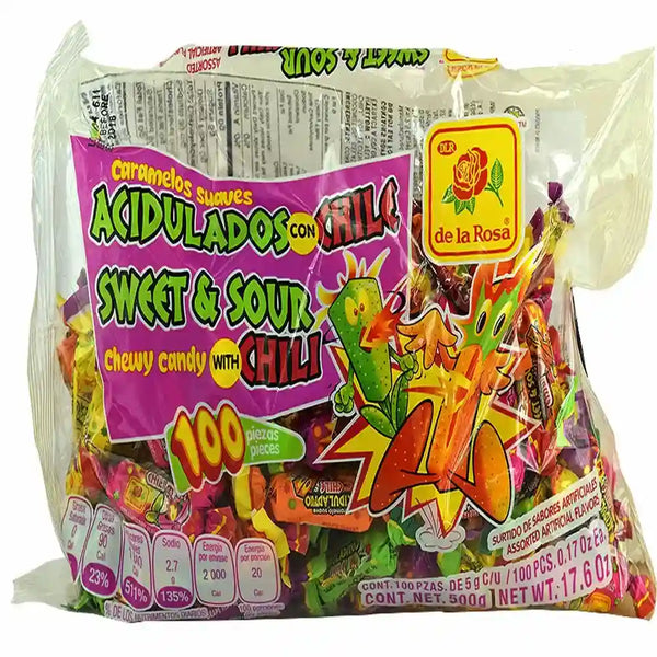 De La Rosa Sweet & Sour Chewy Candy - 100 ct