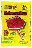 Wholesale Rebanaditas Watermelon Lollipop W/Chili 40ct - Authentic Mexican candy - Mexmax INC.
