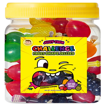 Juicy Chew Challenge Fruit Shape Jellies Jar 40 ct