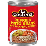 La Costeña Refried Pinto Beans with Jalapeno Peppers 20.4oz - Case - 12 Units