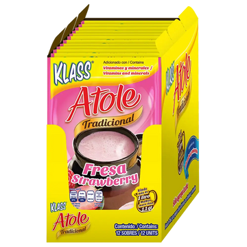 Klass Atole Strawberry / Fresa (4x12ct) 1.52 oz