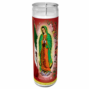 Vel Mex Virgen De Guadalupe Candle White tall