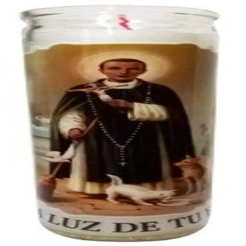 San Martin De Porres White Candle tall