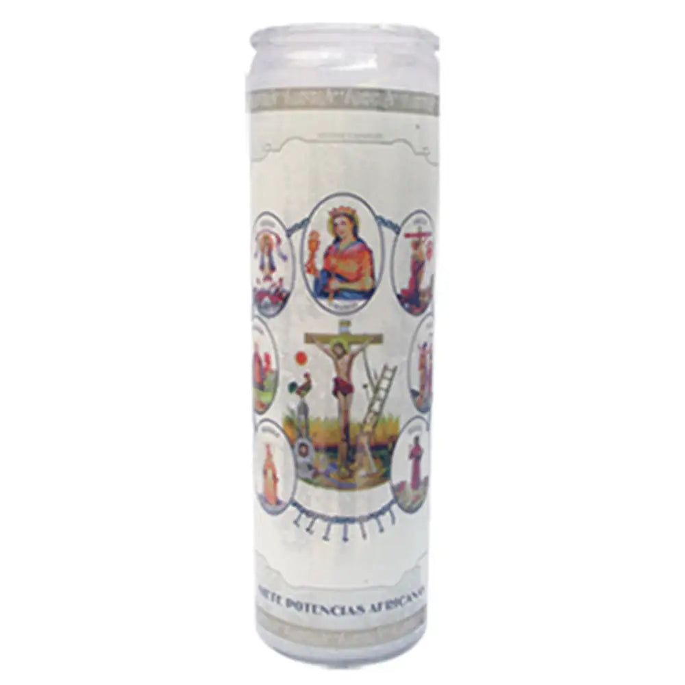 Wholesale Candle 7 Potencias Africanas (White) - Spiritual and cultural item. Mexmax INC.