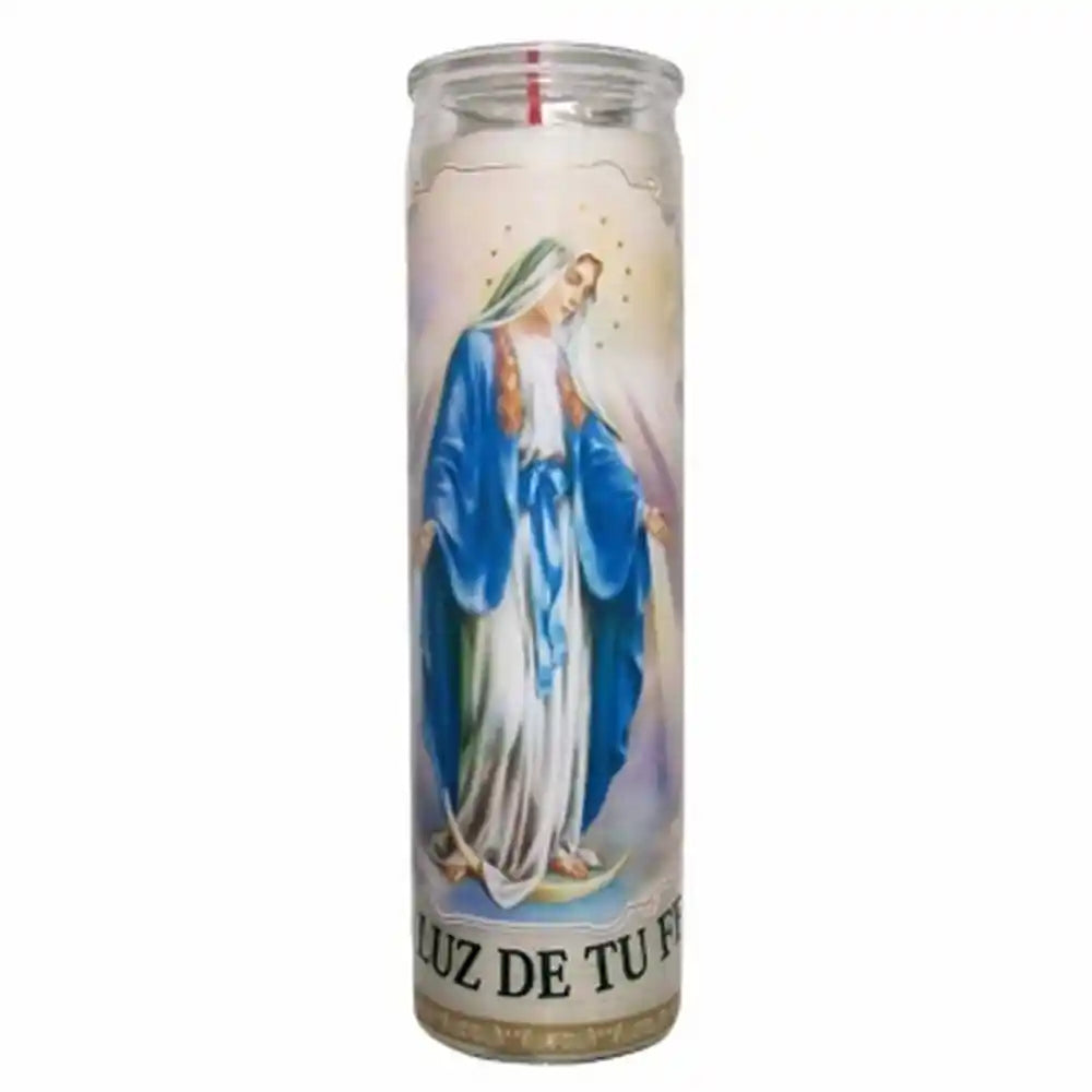 Wholesale Candle Maria Milagrosa (White) - Bring divine light to modern Mexican groceries at Mexmax INC.