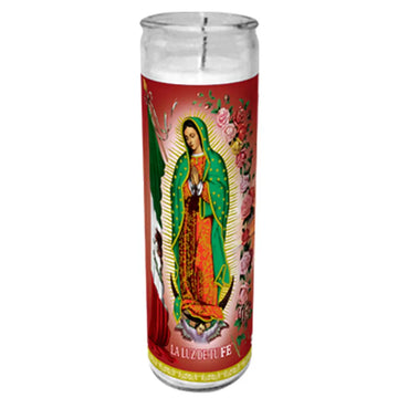 Vel Mex Virgen De Guadalupe Pink Candle tall