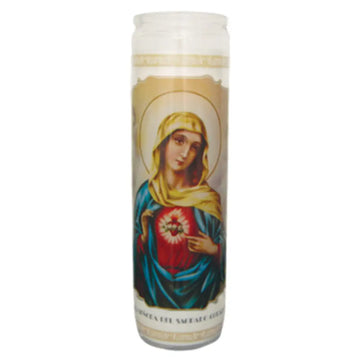 Vel Mex Sagrado Corazon De Maria White Candle tall