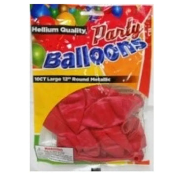 Balloon Metallic Red 12" 10 ct