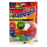 Wholesale 12" Birthday Balloon 8ct. Vibrant assorted colors for celebrations. Mexican flair.