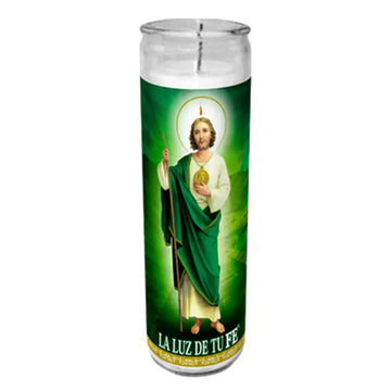 Vel Mex San Judas Tadeo White Candle tall