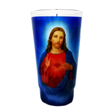 Vel Mex Sagrado Corazon De Jesus White Candle lrg cup