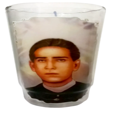 Vel Mex Santo Toribio Romo White Candle lrg cup