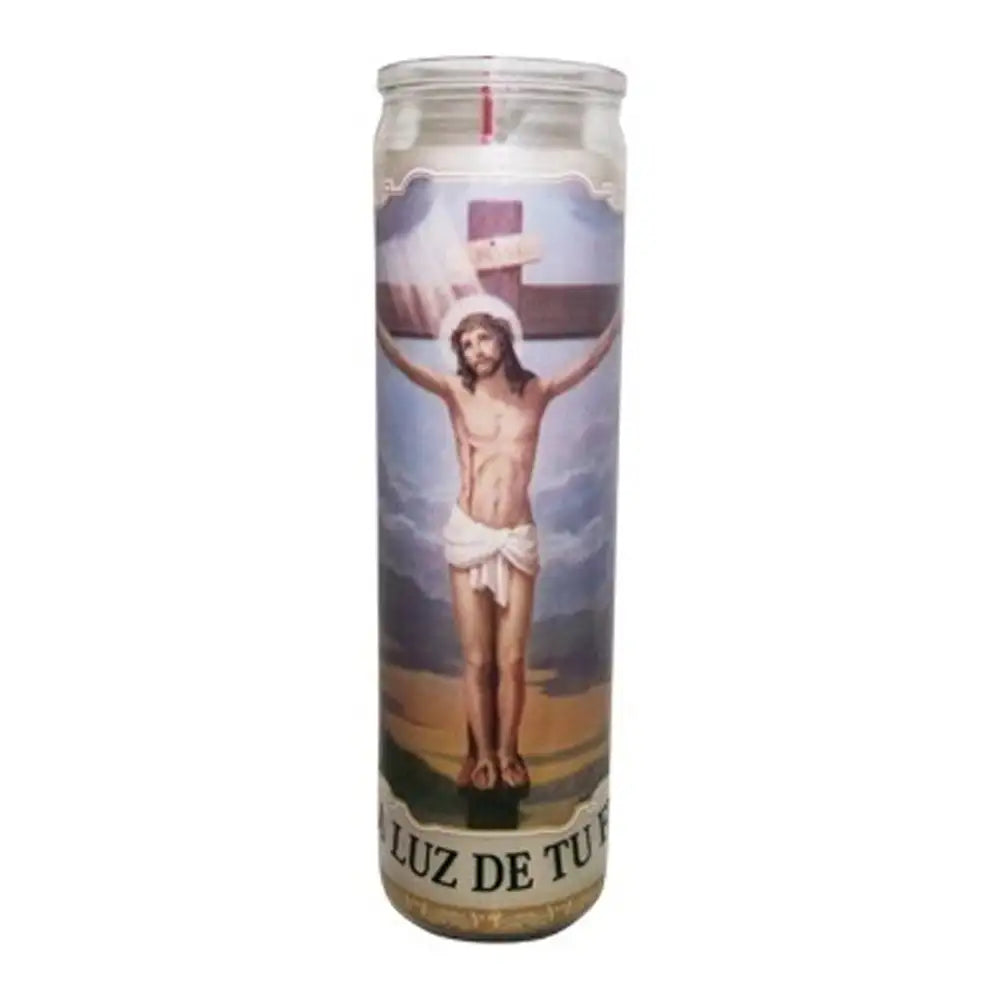 Wholesale White Candle Jesus Crucificado - Mexmax INC