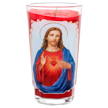 Vel Mex Sagrado Corazon De Jesus Red Candle lrg cup