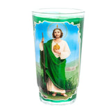 San Judas Tadeo Green Candle lrg cup - Case - 12 Units
