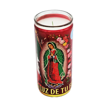 Vel Mex Virgen De Guadalupe Ceremonial White Candle Gigante cup