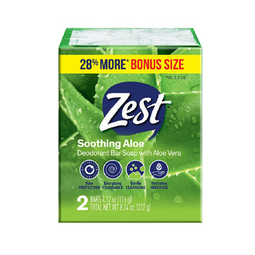 Zest Fresh Aloe Bar Soap 2pk 4.12 oz